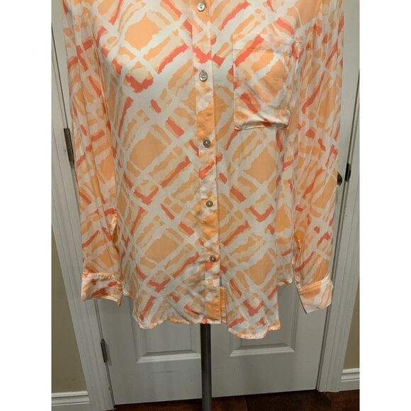 Rails Orange & Pink Geometric Pattern Button Up Shirt, Size Small - Picture 3 of 7
